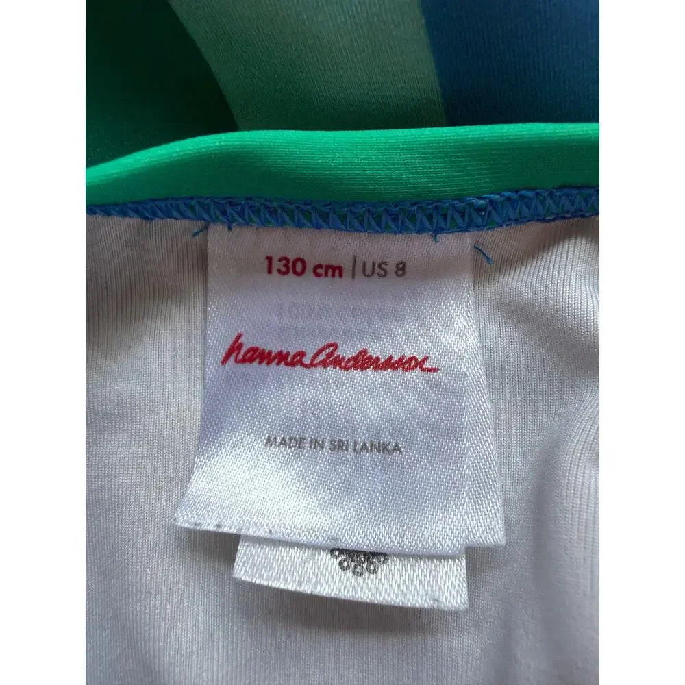 Hanna Andersson Girls' Swim One-Piece Bathing Suit Rainbow Stripe Print Size 8
